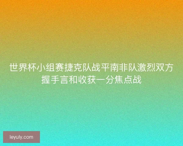 世界杯小组赛捷克队战平南非队激烈双方握手言和收获一分焦点战